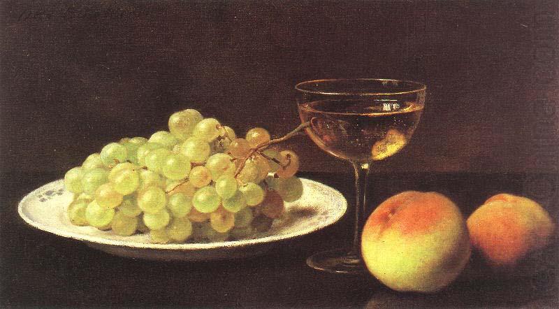 Otto Scholderer Stilleben mit Trauben auf einer Porzellanschale, zwei Pfirsichen und gefulltem Sherryglas china oil painting image